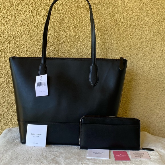 SOLD! NWT 2PCS Kate Spade Tote & Wallet Black - Picture 4 of 17